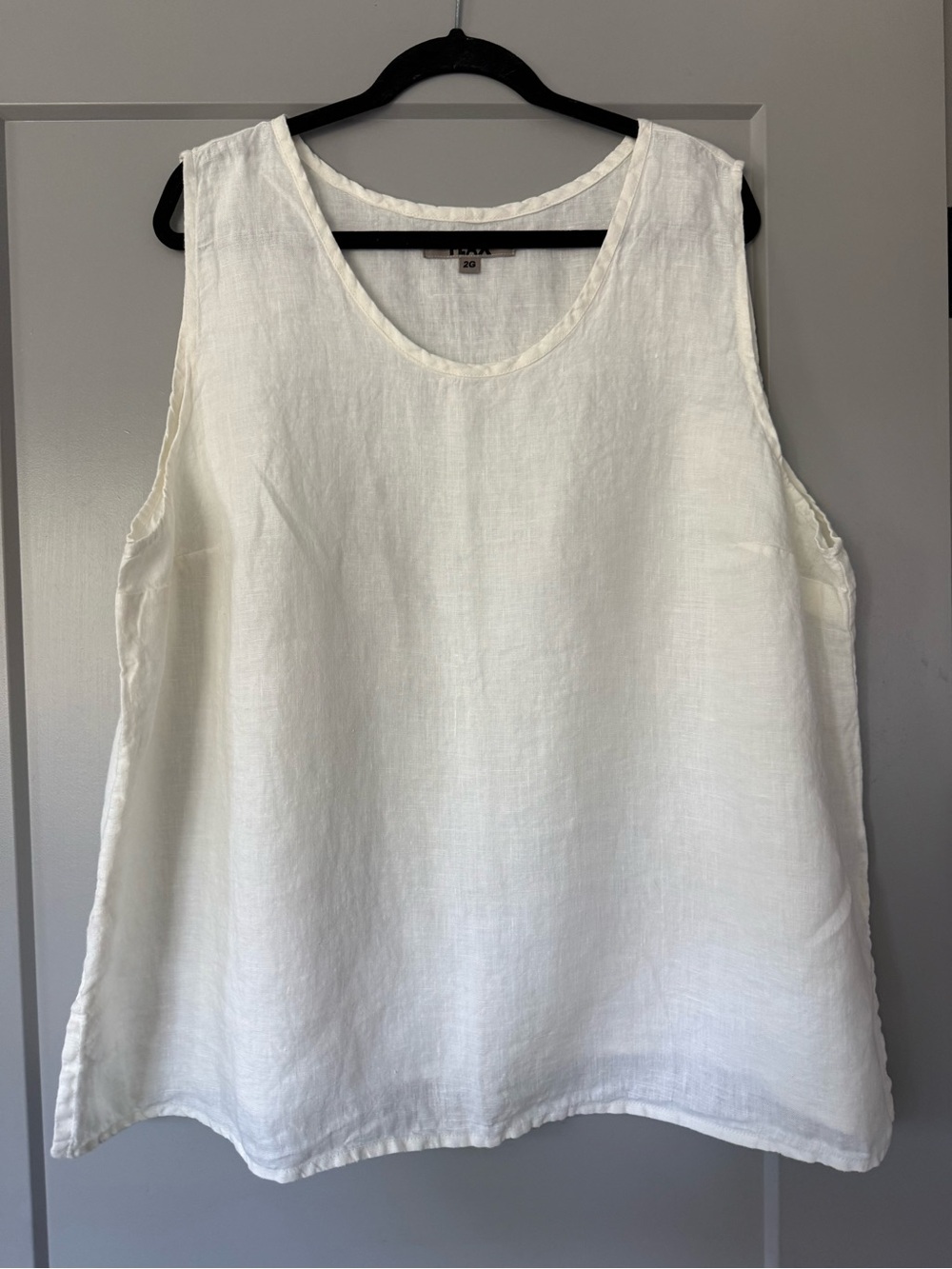 Flax Linen Tank Top Sleeveless Scoop Neck Large Lagenlook Minimalist Size 2X